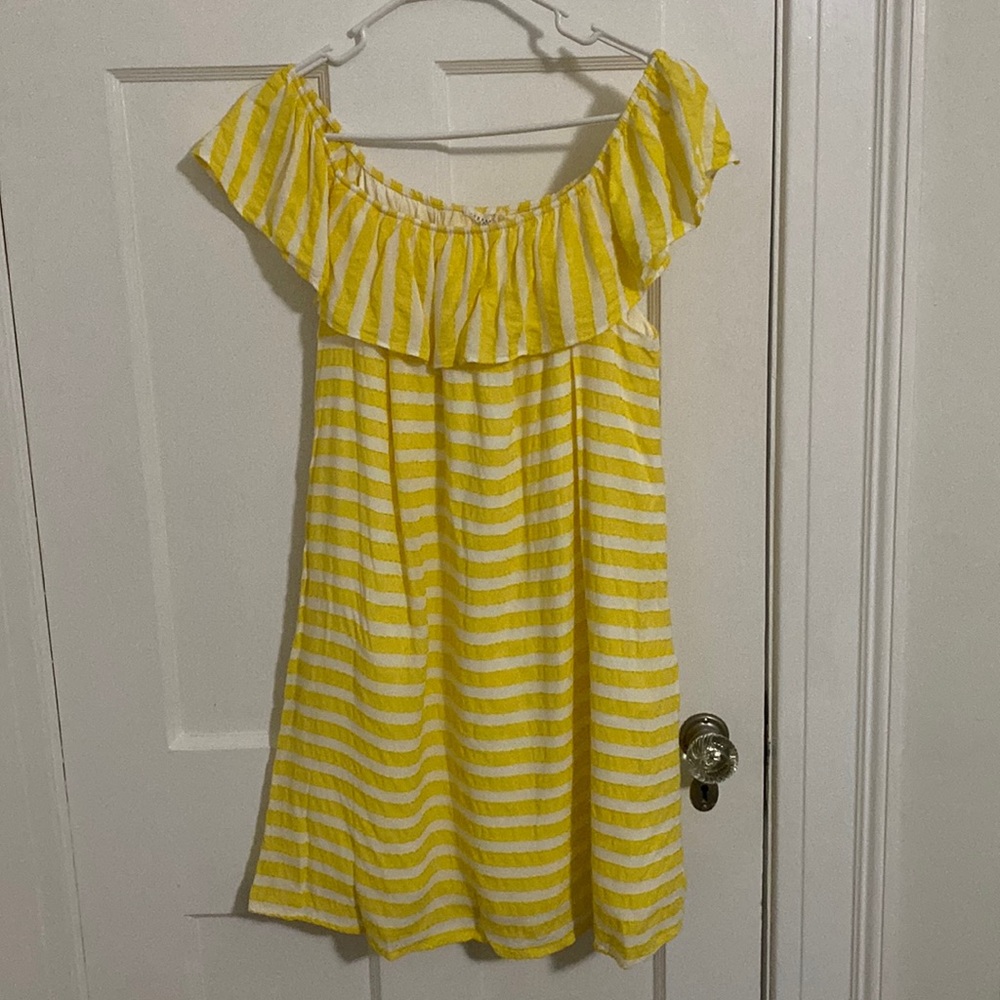 Copper key XL yellow and white striped dress